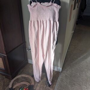 Pink Strapless Jumpsuit